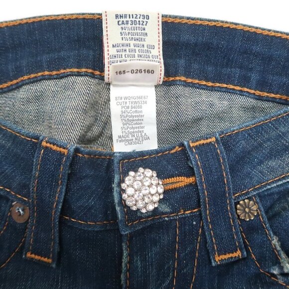 True Religion Lily Reclaimed Skinny Cropped Crystal Button Jeans Sz 25 NWT $277 - Picture 6 of 7